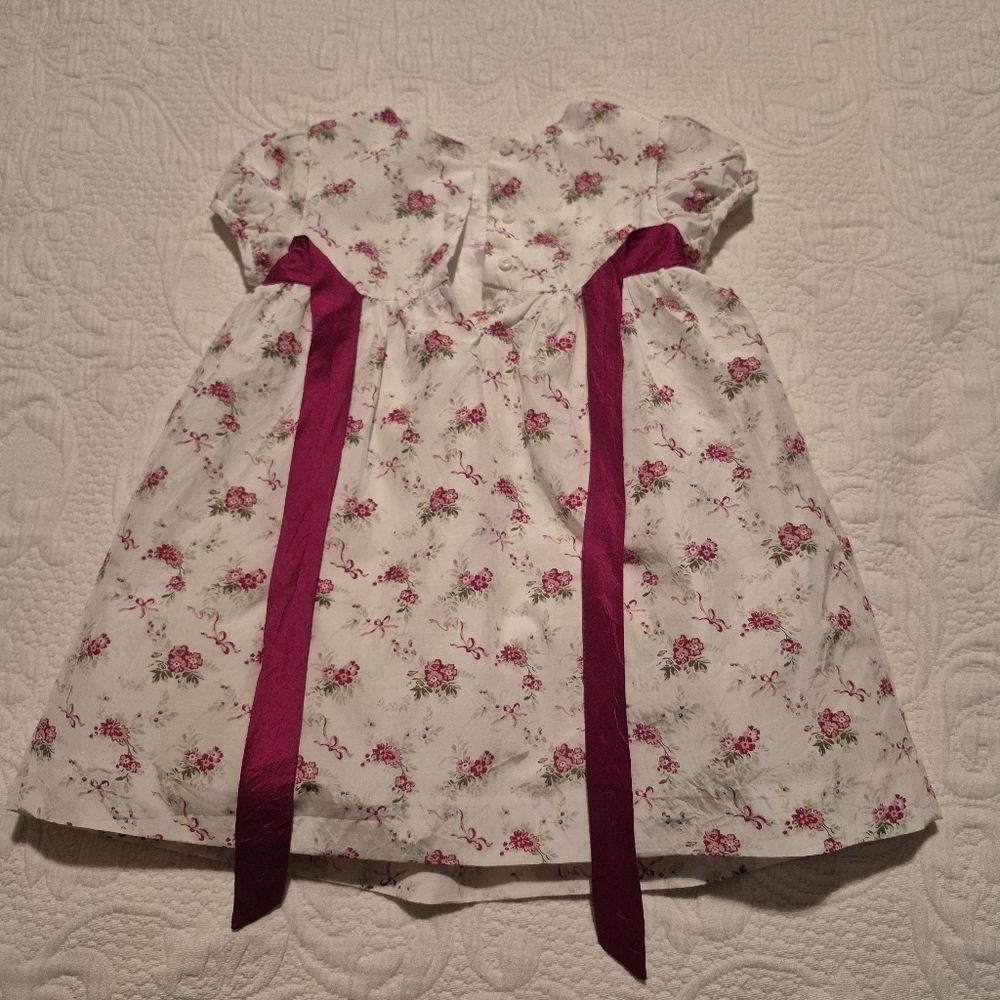 Janie and Jack 12-18 months Pintuck Floral Dress Pink White Precious Flowers - Picture 4 of 7